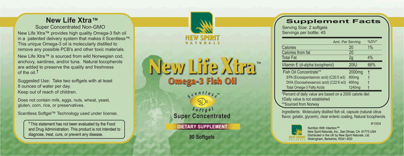New Life Extra Omega 3 Label