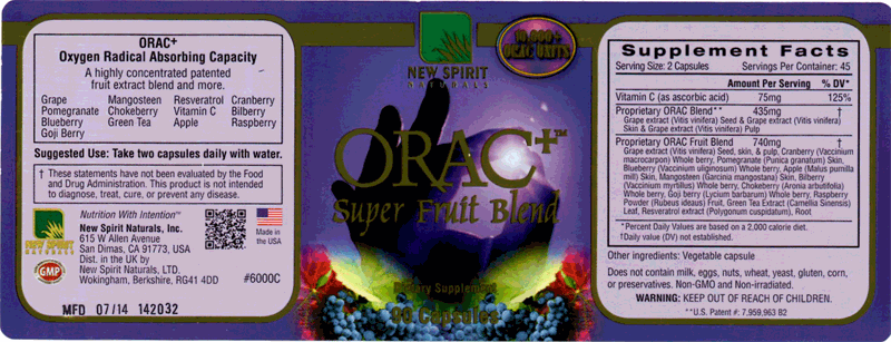 ORAC bottle label